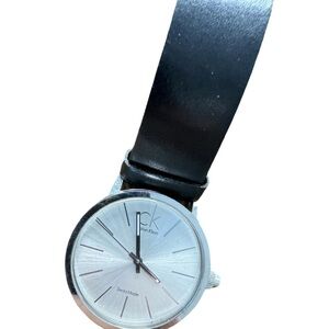 Calvin Klein Silver Dial Black Strap Watch